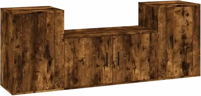 Set di mobili porta TV da 3 pezzi Design In in legno multistrato color rovere fumo marrone per il tuo soggiorno