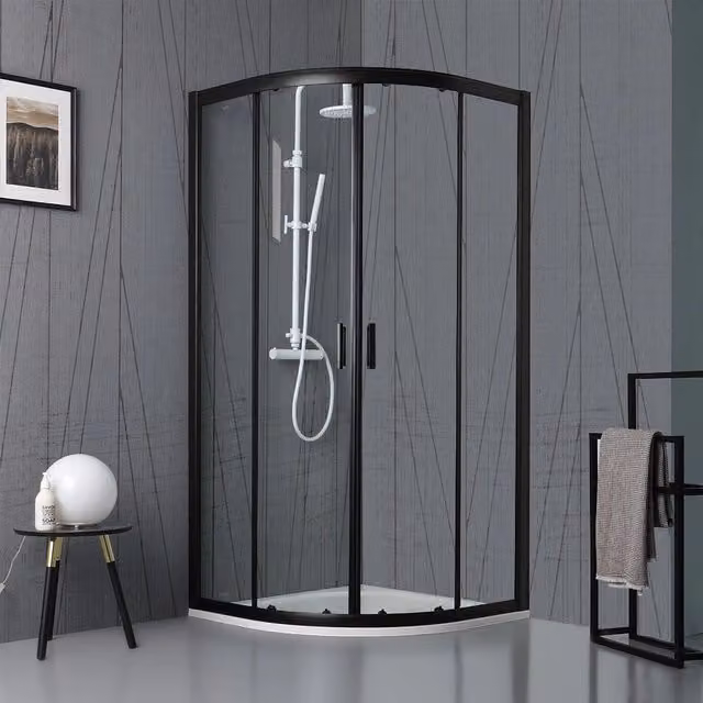 Box doccia semicircolare 90x90 cm nero opaco