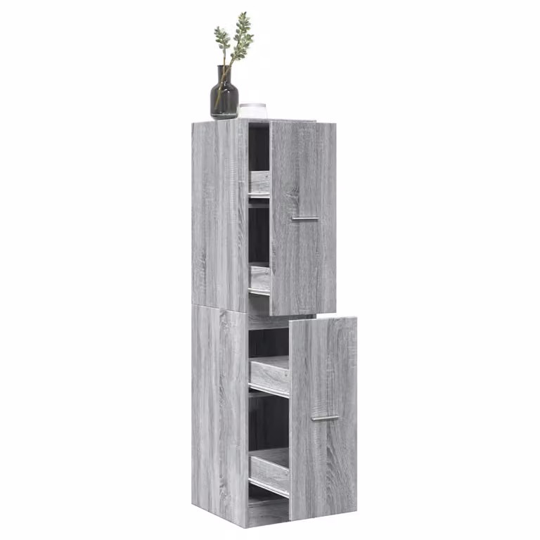 Armadietto da farmacia a parete vidaXL Grigio Sonoma con ripiani interni e ante a battente L/P/H: 30 x 41 x 144,5 cm
