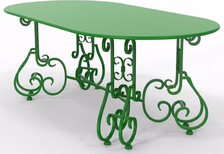 Casa Padrino Tavolo da giardino in stile liberty 200 x 100 x H. 73,5 cm - Vari colori - Tavolo ovale in ferro battuto per giardino e patio - Mobili da giardino e patio in ferro battuto in stile liberty