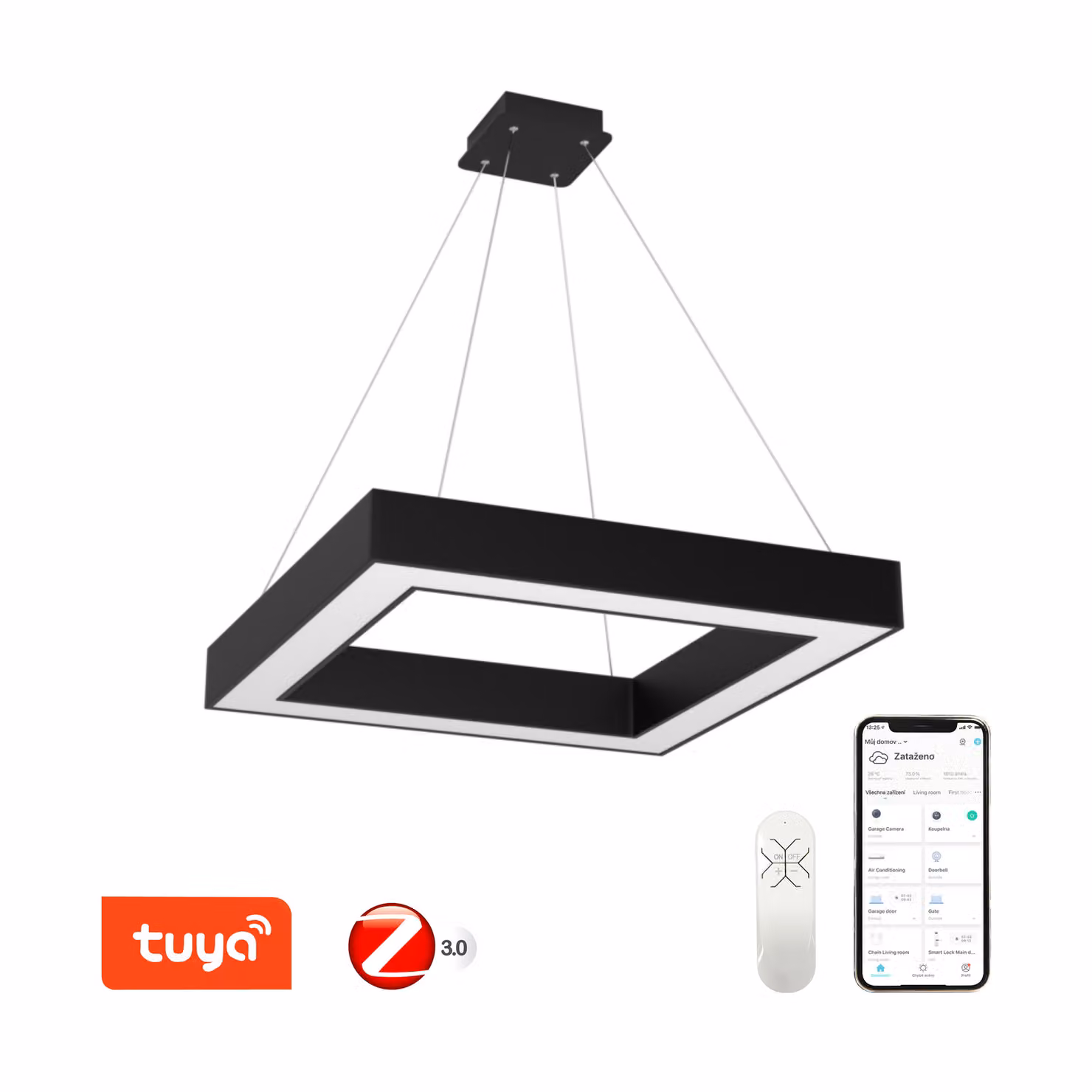 Immax NEO CANTO Apparecchio a sospensione intelligente 80x80cm 60W nero Zigbee 3.0