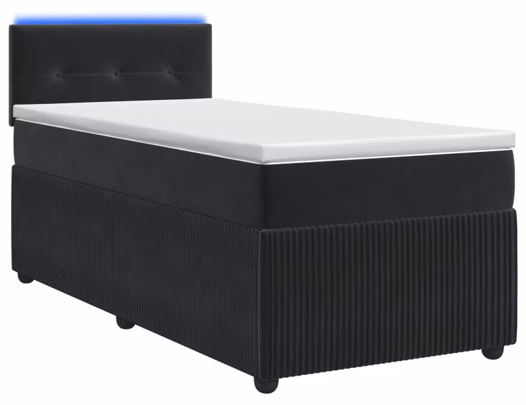 Letto a molle con materasso nero 80 x 200 cm in velluto