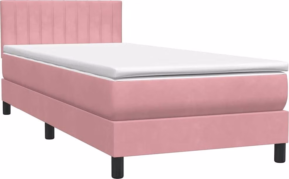 Giroletto a Molle con Materasso Rosa 80x220 cm Velluto