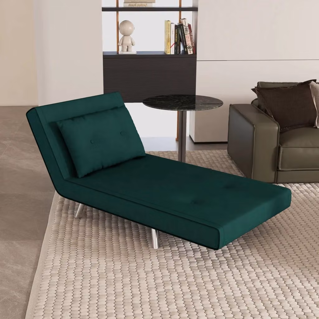 Poltrona letto pieghevole REDOM in tessuto verde, struttura in metallo e anima a molle, L: 77 cm, P: 88 cm, H: 83 cm – 2