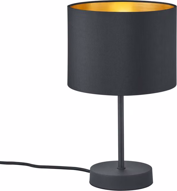 Lampada da tavolo moderna Hostel Trio di Trio Leuchten in metallo nero e oro/ottone con luce LED bianco caldo