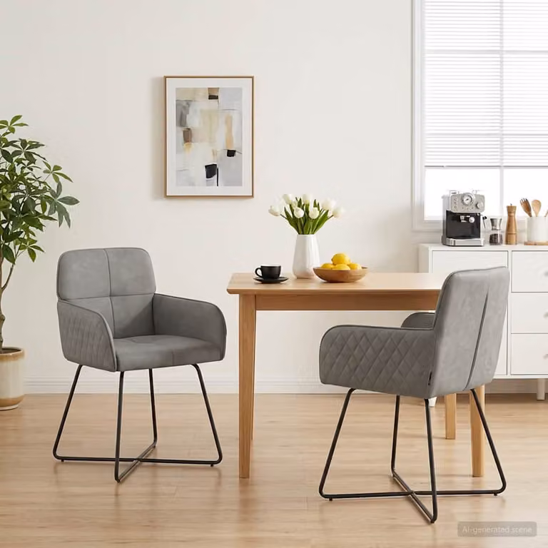 Set di 2 sedie da pranzo vidaXL in velluto grigio con design moderno L: 59 cm, P: 56,5 cm, H: 86 cm