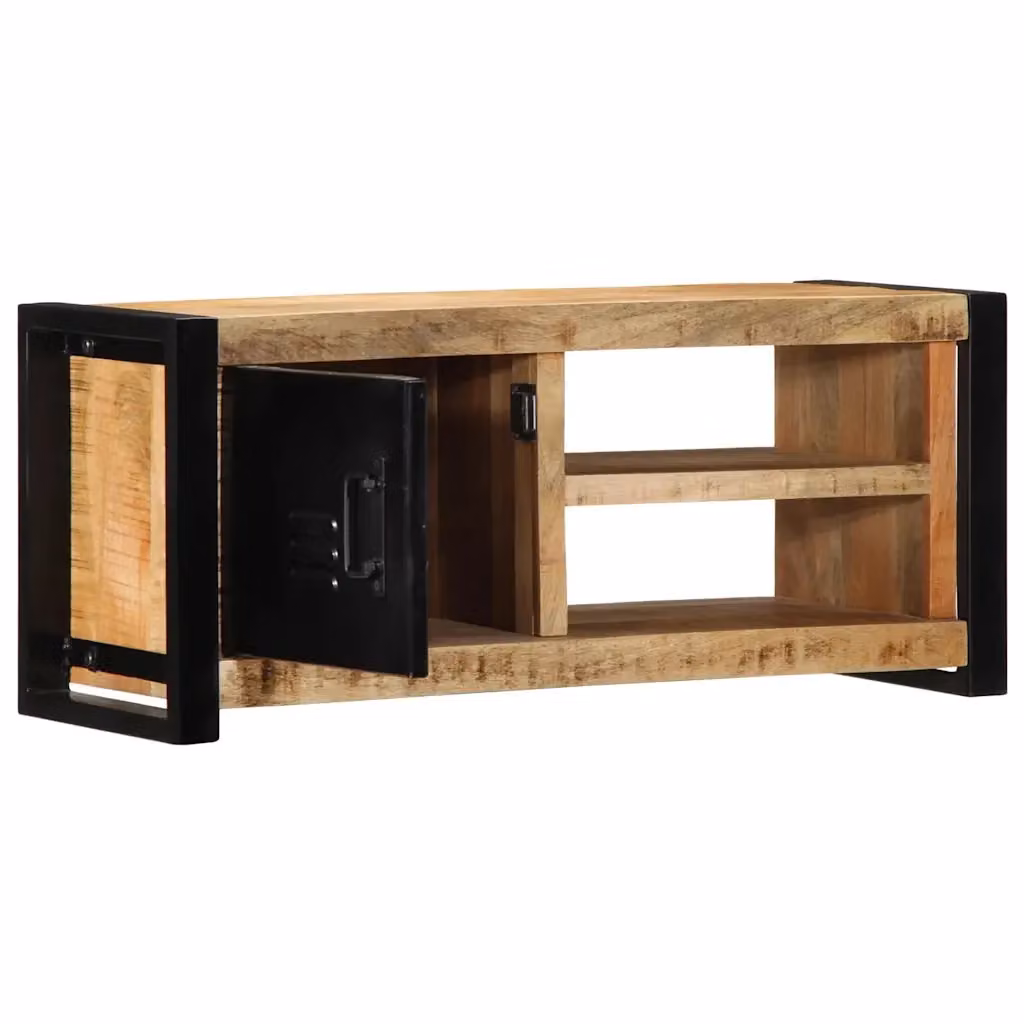 Mobile TV in legno massello di mango grezzo stile industrial L/P/H: 80 x 30 x 35 cm – 2