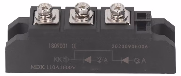 MDK 110 A 1600 V: Modulo catodico comune, raddrizzatore a diodi, 2 in 1, uscita fotovoltaica, trattamento antiriflesso, adatto per combinatori, quadri elettrici DC