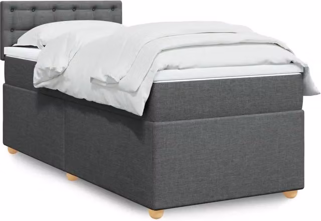 Letto Ibrido vidaXL con Giroletto a Molle e Materasso in Tessuto Grigio e Bianco L/P: 80 x 200 cm