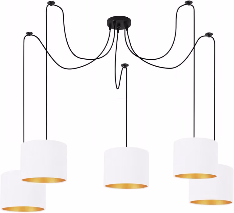 Lampada da soffitto bianca lampada lampada velour vintage moderna E27 lampada di design a 5 fiamme N230-P5-W