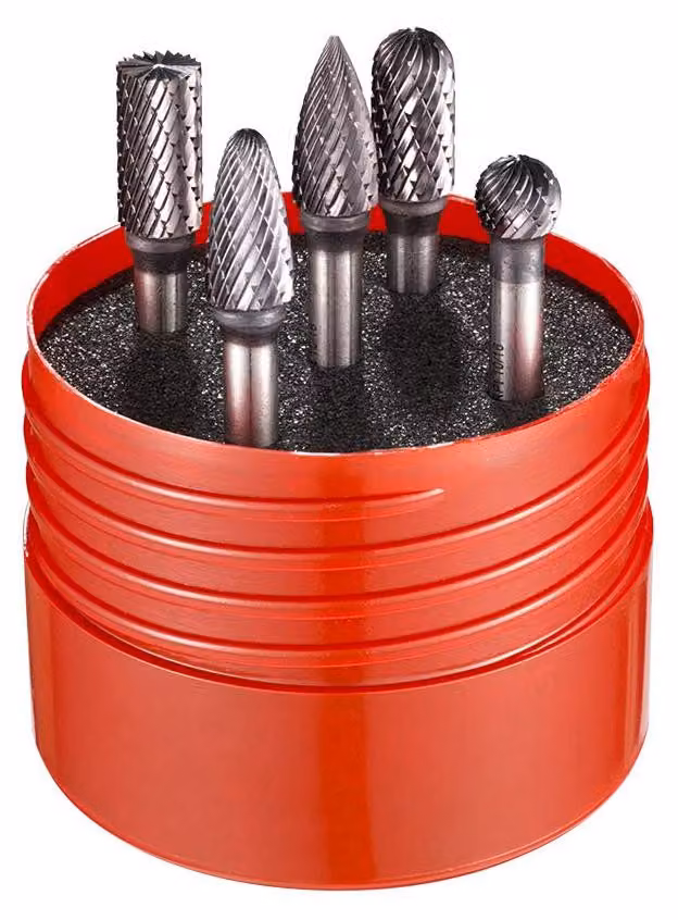 Set di punte da fresatura, 5 pezzi, in metallo duro, rivestite in TiAlN, di diverse forme