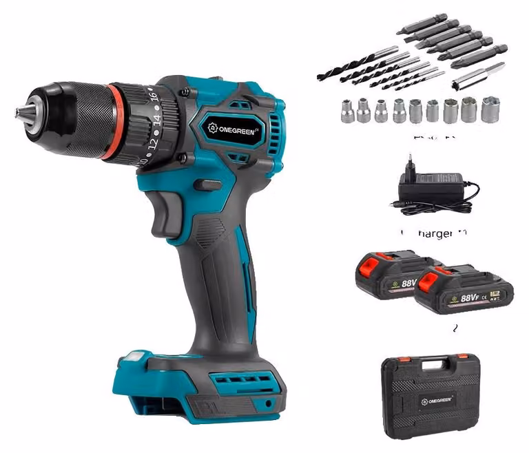 Trapano avvitatore a batteria, coppia di 480 N·m, velocità di 4600 giri/min, 2 batterie, spina di tipo EU