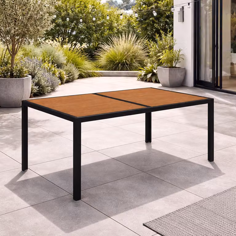 Tavolo da giardino Tavolo da pranzo Tavolo da esterno Effetto legno Mobili da giardino 150x80 cm