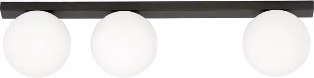 Plafoniera Emibig FIT moderna in metallo con 3 luci E14, colore nero e vetro opal, L: 70 cm