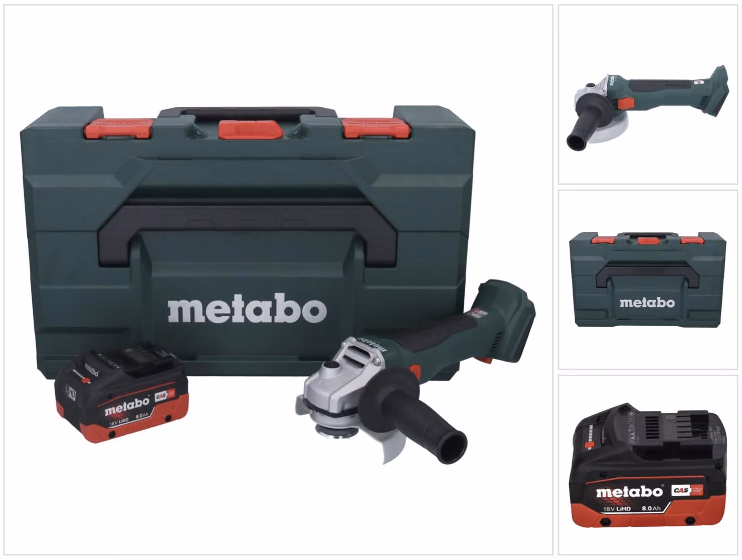 Metabo W 18 L BL 9-125 Smerigliatrice angolare a batteria 18 V 125 mm Brushless + 1x batteria 8,0 Ah + metaBOX - senza caricabatterie
