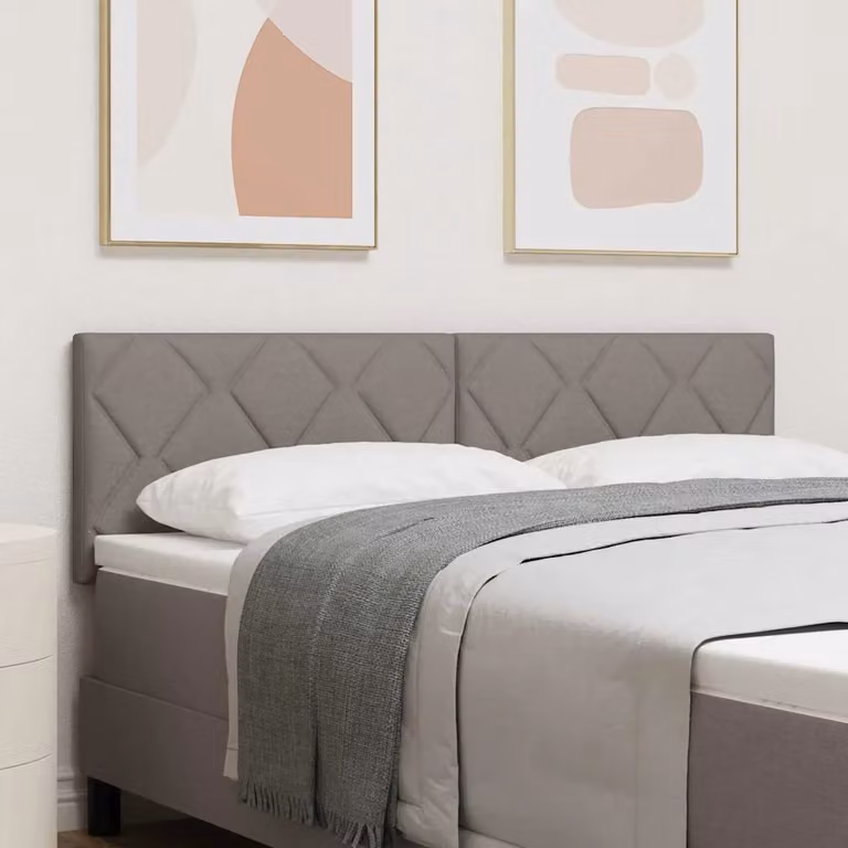 Testiera Letto vidaXL Talpa in Tessuto con Struttura in Legno di Pino, Design Moderno Geometrico, Disponibile in Beige o Grigio, L: 160 cm, H: 88 cm, P: 9 cm