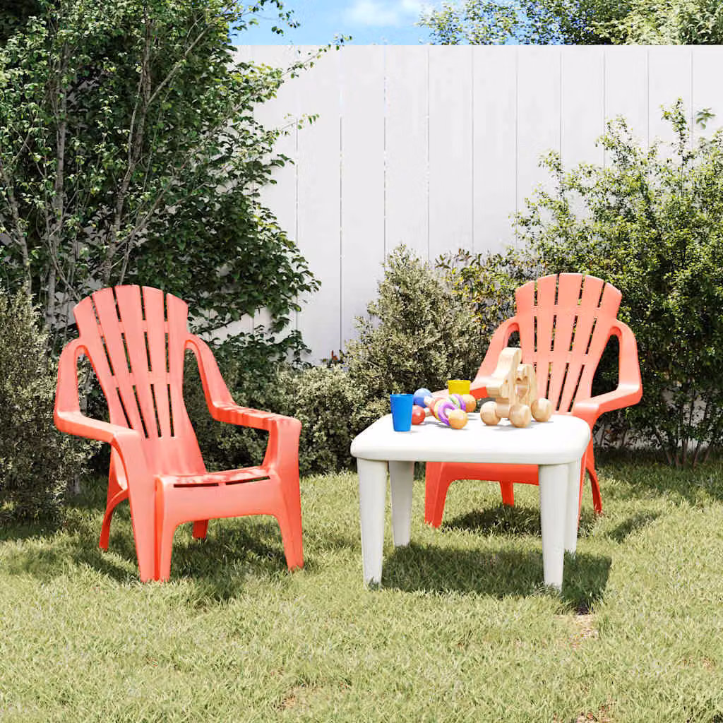 Set di 2 sedie da giardino per bambini vidaXL rosse con aspetto in legno, L/P/H: 37 x 34 x 44 cm