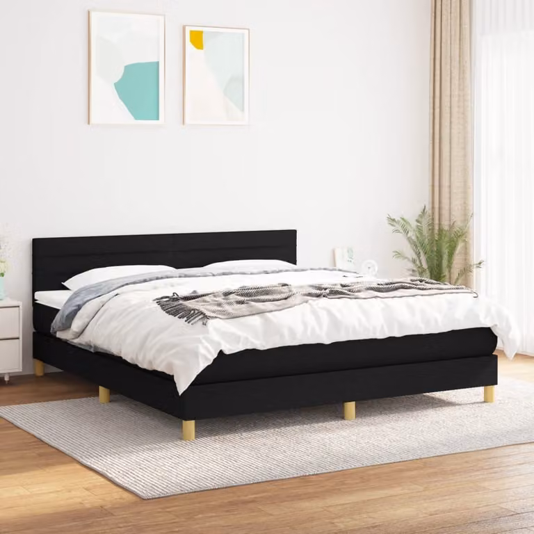 Maison Exclusive - Giroletto a Molle con Materasso Nero 180x200 cm in Tessuto