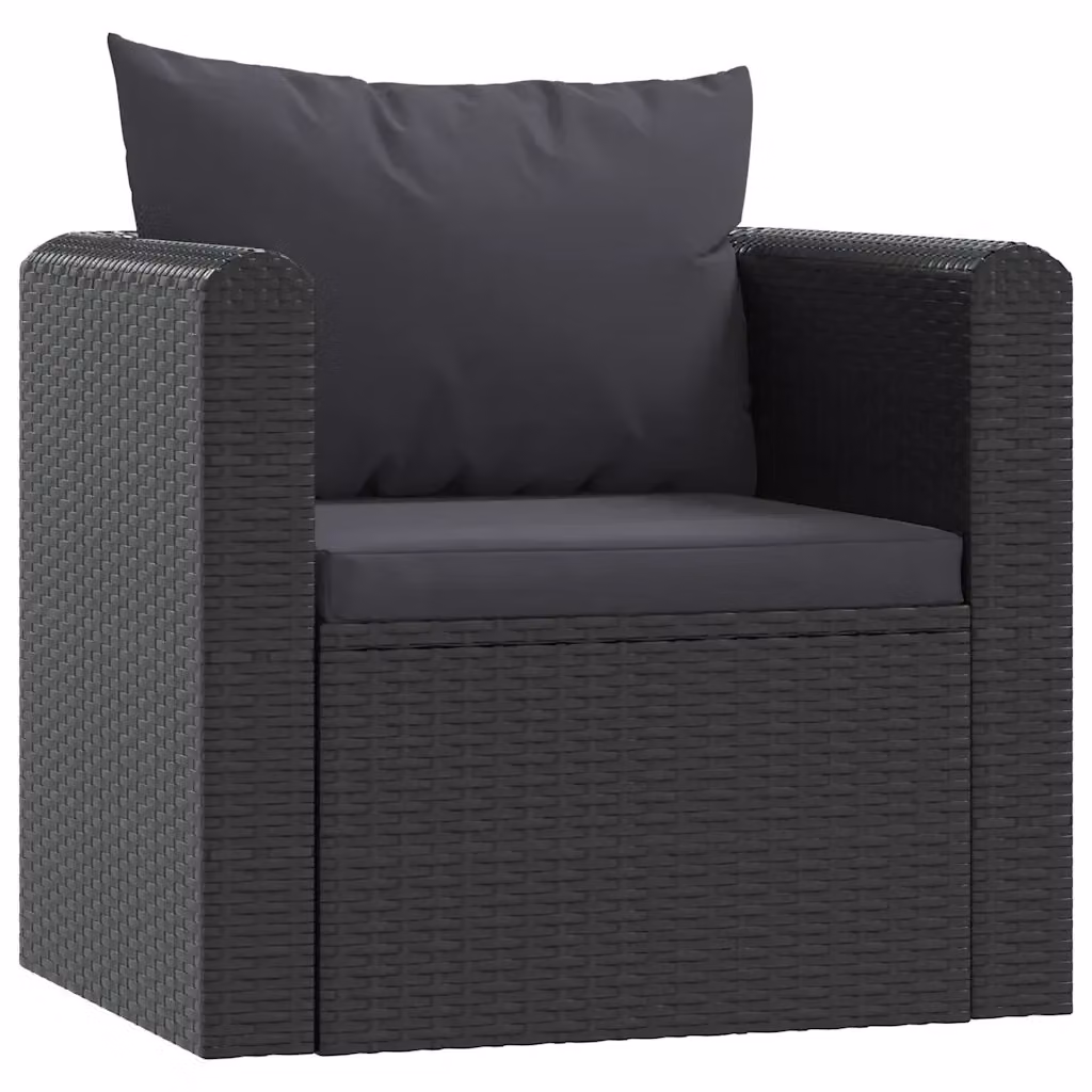 Poltrona da giardino moderna con cuscini in polyrattan e metallo nera vidaXL – 2