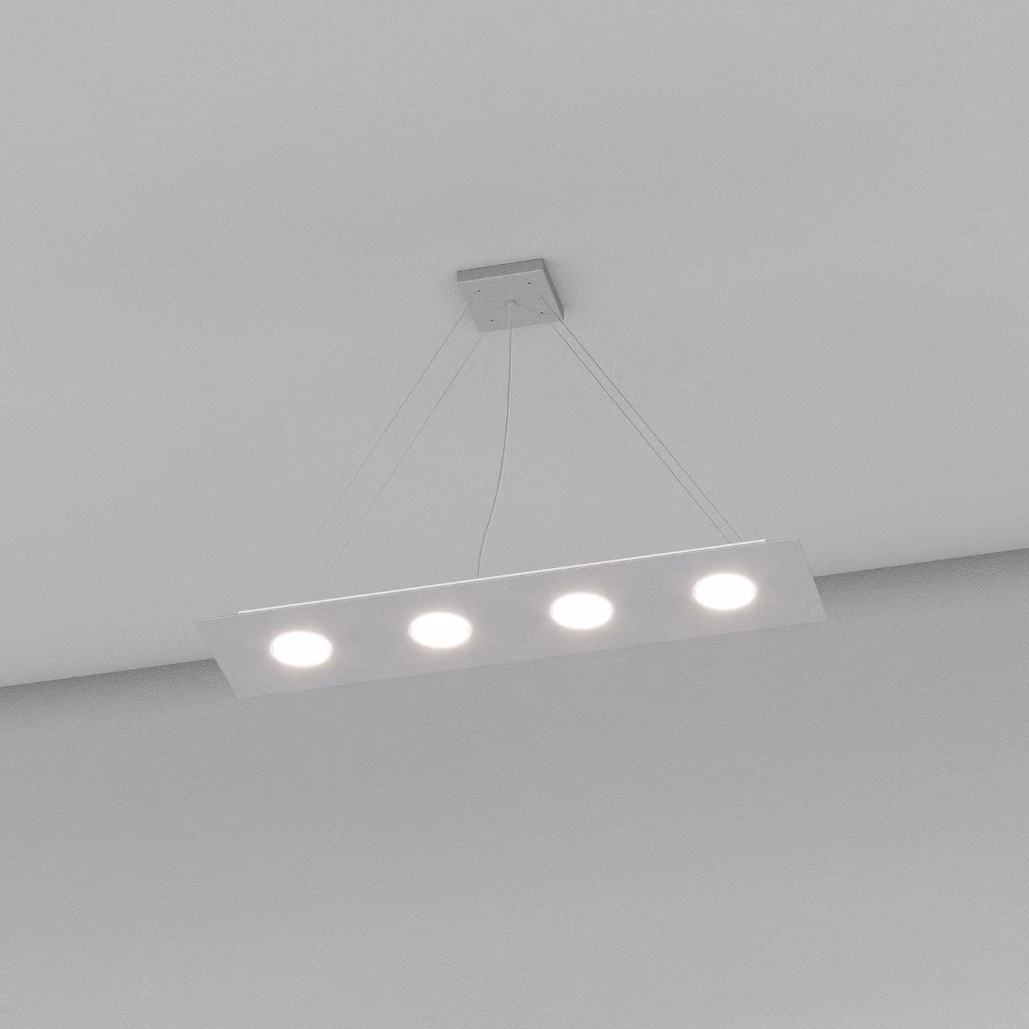 Lampadario Moderno Rettangolare Area Metallo Grigio 4 Luci Gx53