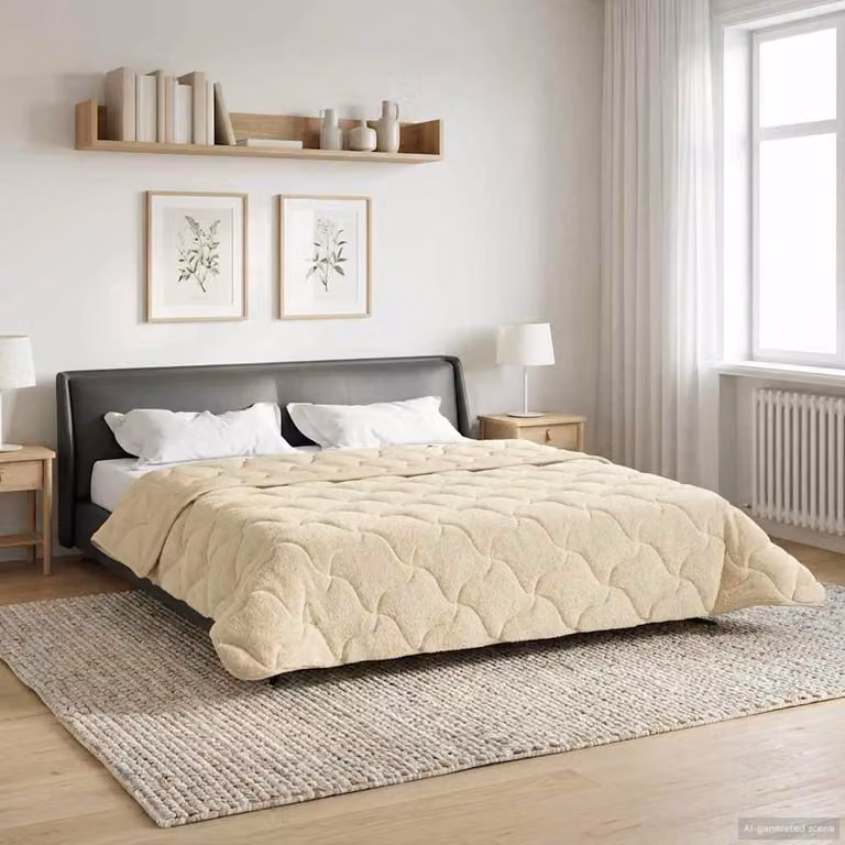 Piumone Completo Annuale Trapuntato vidaXL in Microfibra Reversibile e Traspirante, Beige, L 220 x P 240 cm