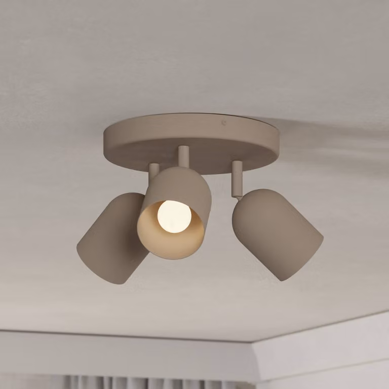 EGLO Faretto da soffitto Tilston, beige, Ø 25 cm, a 3 luci, acciaio dimmerabile, Crema / Ambra, Soggiorno / Sala da pranzo, Metallo, Downlight