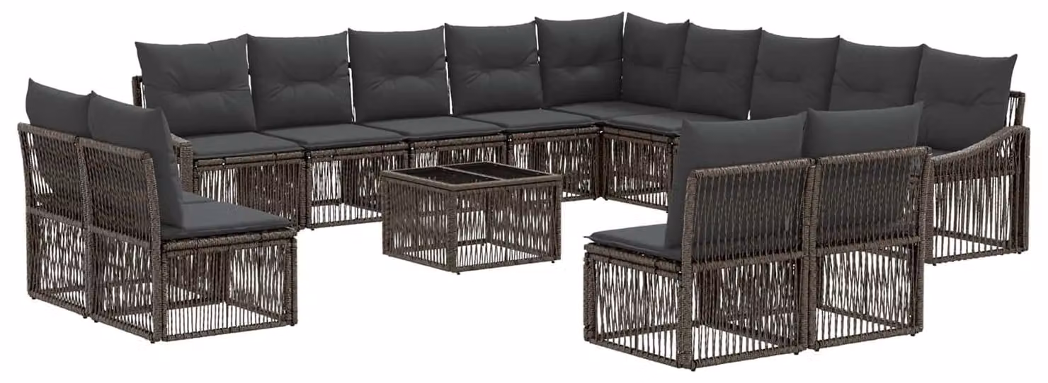 Set Divano da Giardino 14 pcs Grigio polyrattan