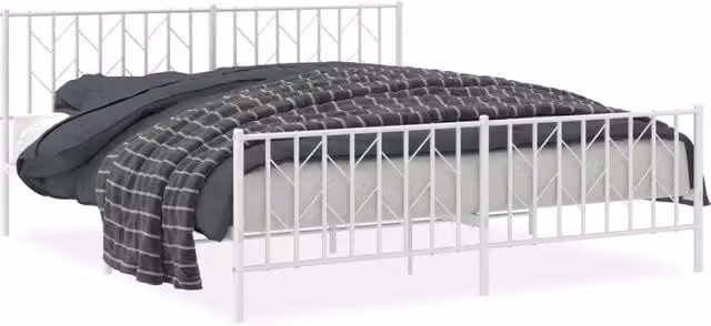 Letto matrimoniale DESIGN IN con testiera e pediera in metallo bianco L: 187 cm, P: 90 cm, H: 219 cm – 1