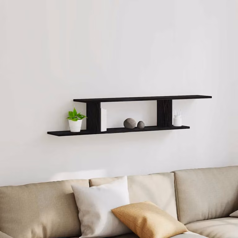 vidaXL Mensola per TV da parete moderna in MDF nero lucido