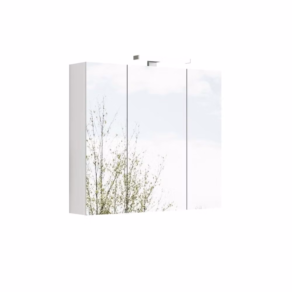 Armadietto specchio da bagno Minimal bianco con illuminazione LED e ante con chiusura soft-close, sospeso – 2