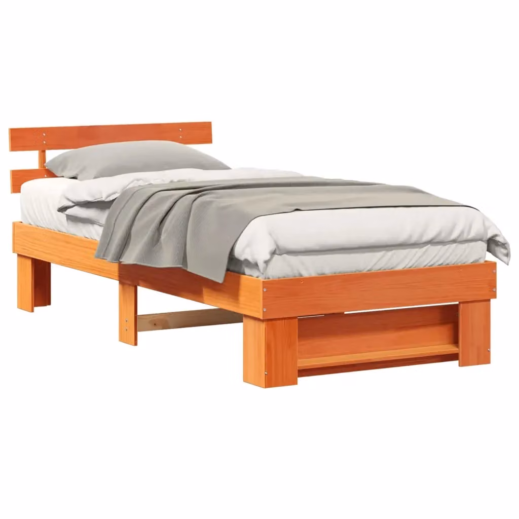 Struttura letto in pino massello marrone cerato con giroletto L/P/H: 200 x 90 x 73 cm – 2