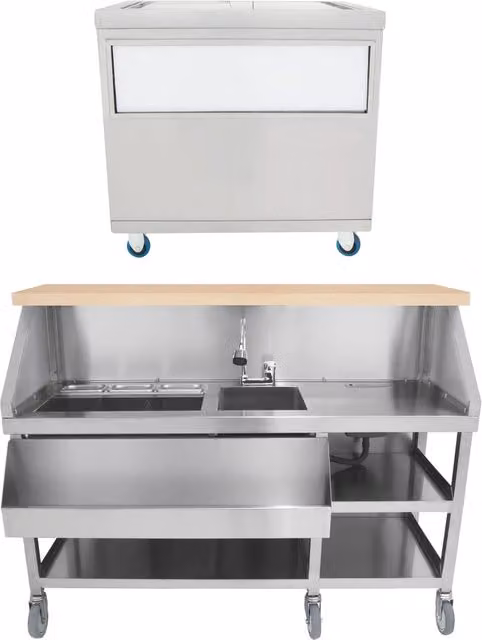 Carrello Bar Cocktail Mobile Professionals di MONSTER SHOP in Metallo Argento con Ruote e Caratteristiche Moderne