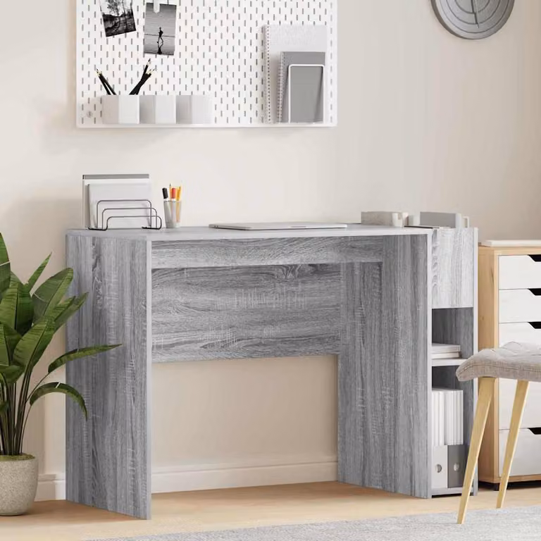 Scrivania moderna vidaXL in legno ingegnerizzato grigio, L 109 x P 50 x H 78 cm