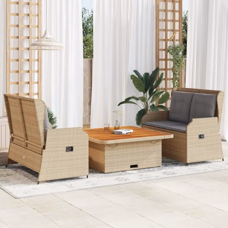 Maison Exclusive - Set Divani da Giardino 3 pz con Cuscini in Polyrattan Beige