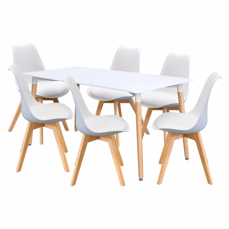Tavolo da pranzo 160x90 QUATRO bianco + 6 sedie QUATRO bianco