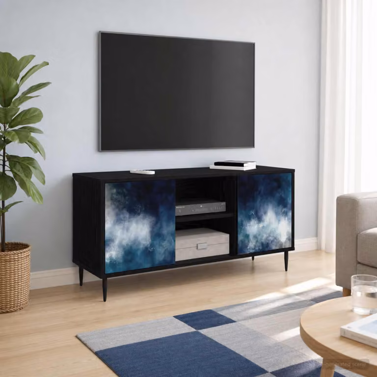 Mobile TV vidaXL RAALTE in legno Rovere Nero, L 102 x P 33 x H 51 cm
