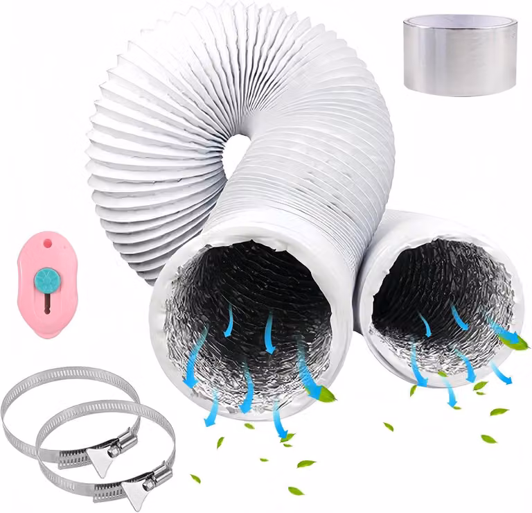 Tubo di scarico da 125 mm, 2 metri, in PVC e alluminio flessibile, per la ventilazione