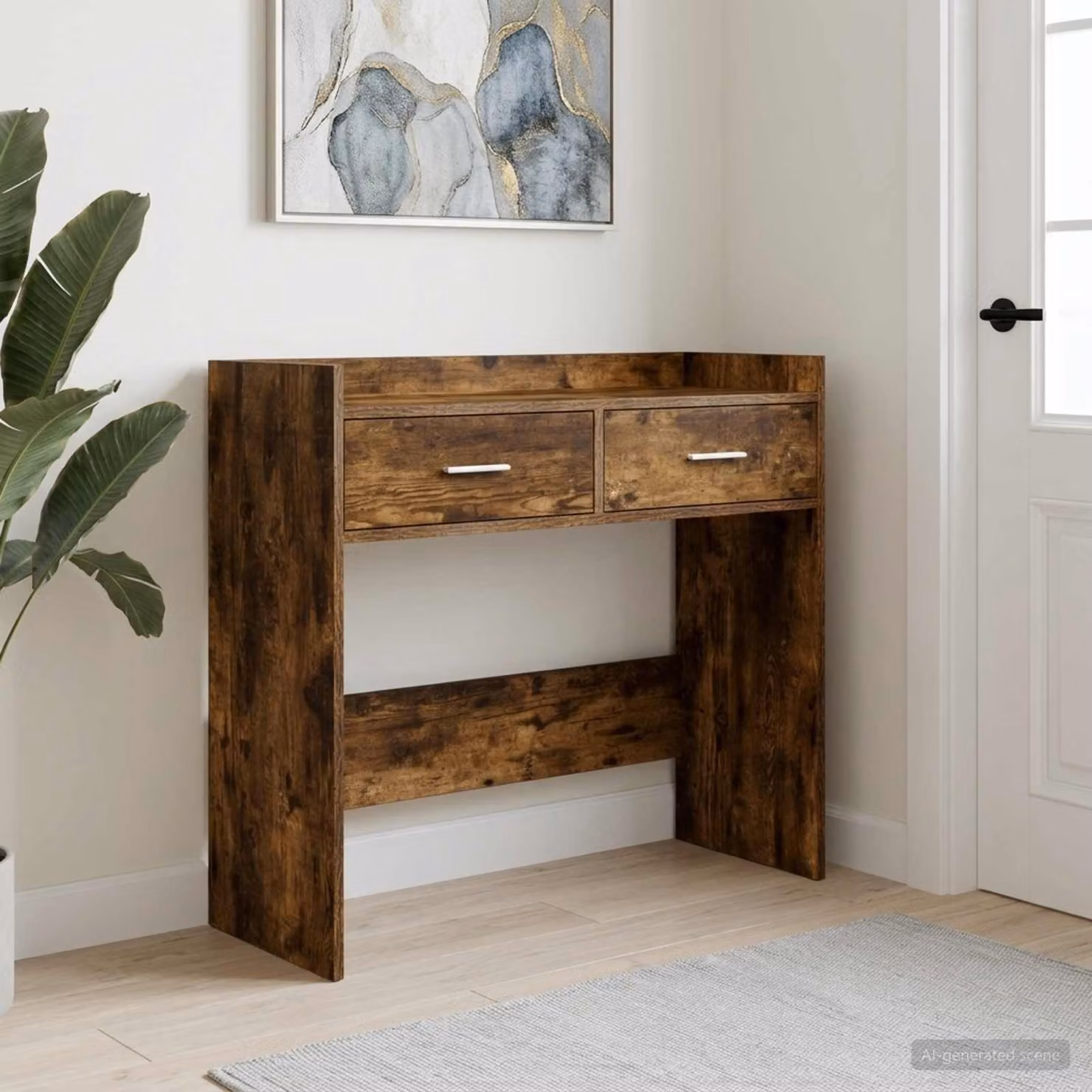 vidaXL Tavolo consolle moderno in rovere color marrone L: 90 cm, P: 35 cm, H: 80 cm