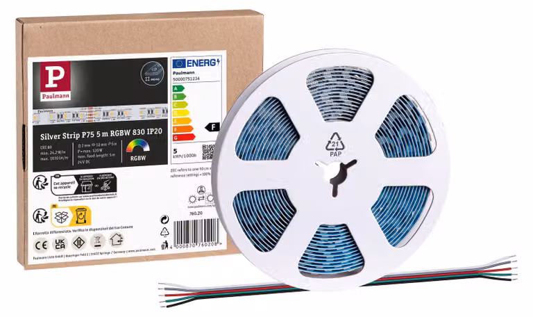 Paulmann Pro Strip, striscia LED, colore argento, modello P75, temperatura di colore 830