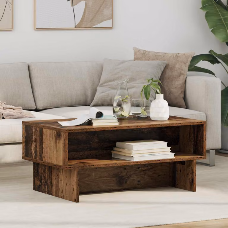 Tavolino da salotto moderno vidaXL in legno marrone L: 80 cm, P: 46 cm, H: 35 cm