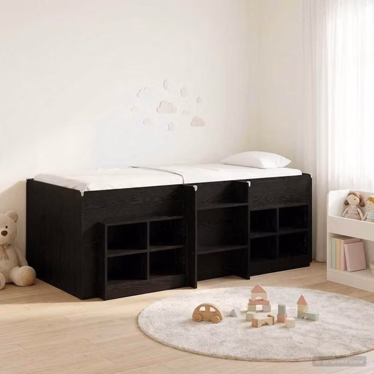 Maison Exclusive - Letto a soppalco con armadio, 3 pezzi, struttura in legno nero