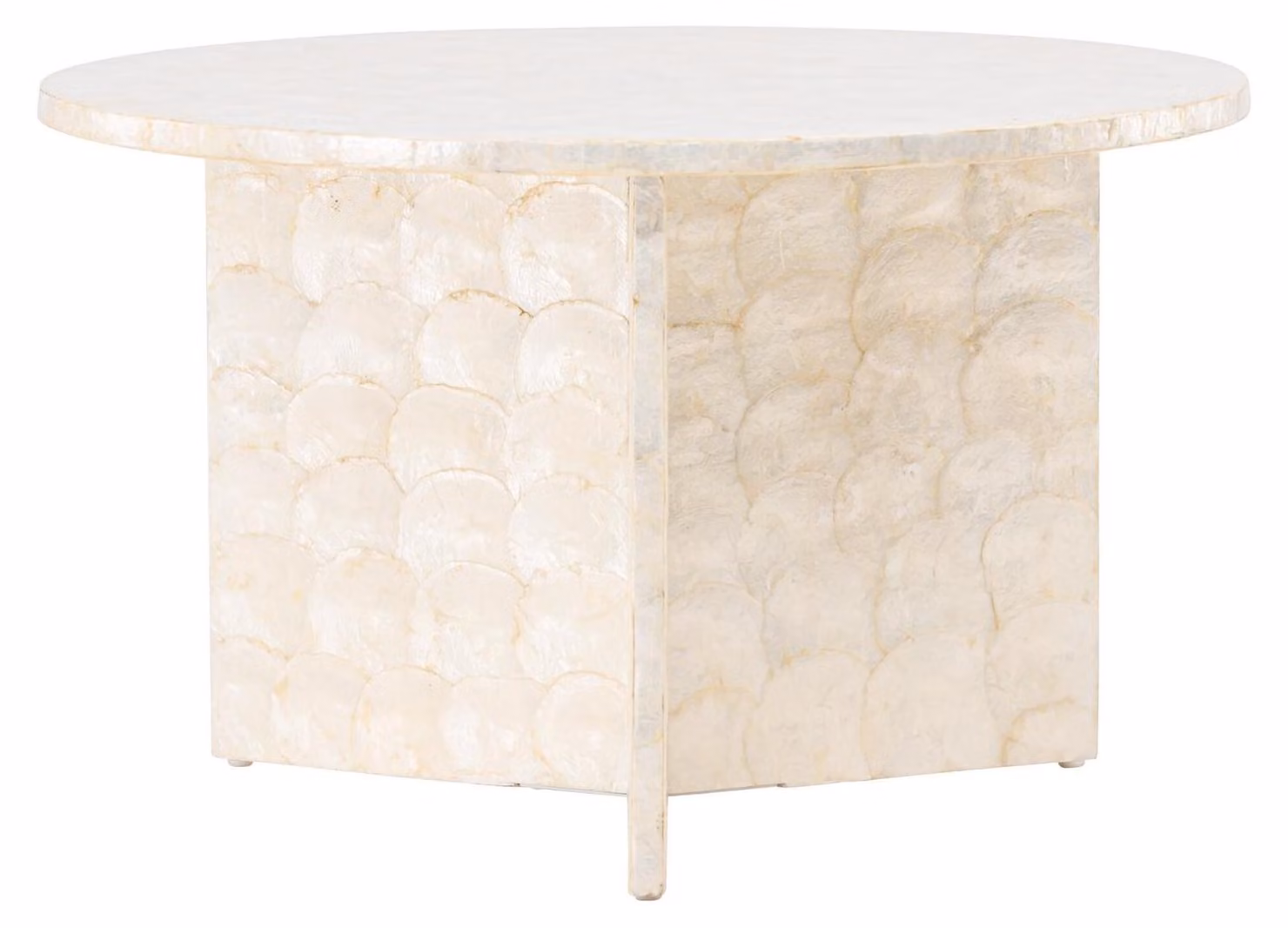 Tavolino Smögen, diametro 70 cm - Aspetto conchiglia Capiz