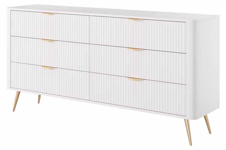 Comodino: 6 cassetti, bianco, 163, 2 x 38 x 81 cm
