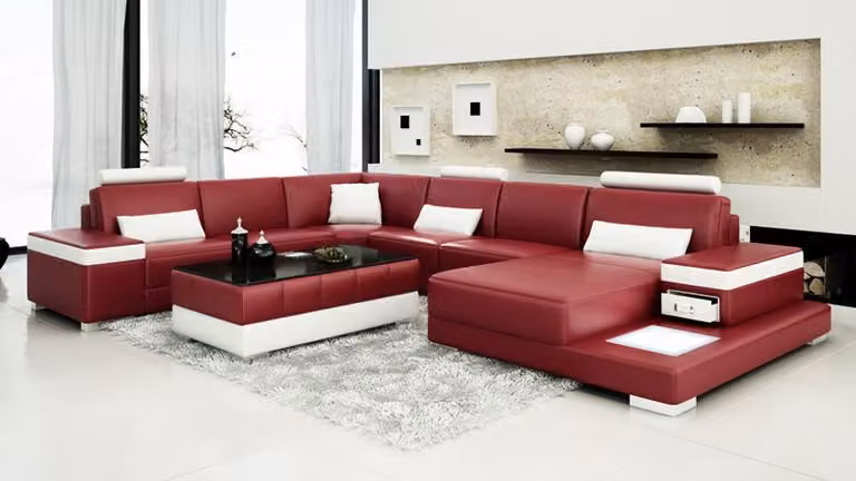 Ledersofa Couch Wohnlandschaft Ecksofa Eck Garnitur Design Modern Sofa L6013