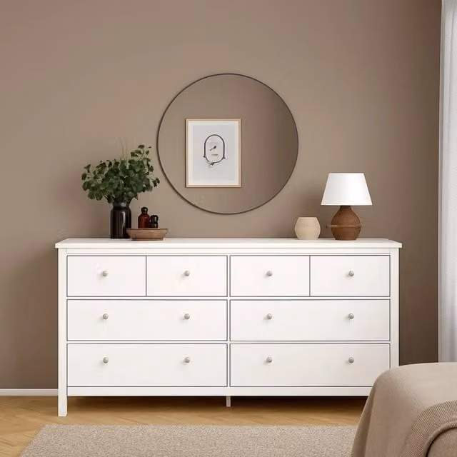Credenza Kovsova DMORA, Madia moderna per soggiorno e cucina, Bianco, L: 160 cm, P: 38 cm, H: 80 cm