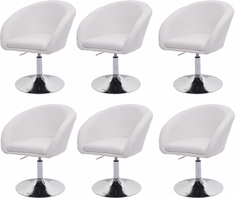 Set di 6 sedie da pranzo imbottite | A x L x P 90 x 59 x 60 cm | Altezza seduta 45 cm | Girevoli e regolabili in altezza | Tessuto/materiale tessile bianco crema | Sedia da cucina Sedia girevole Poltrona lounge