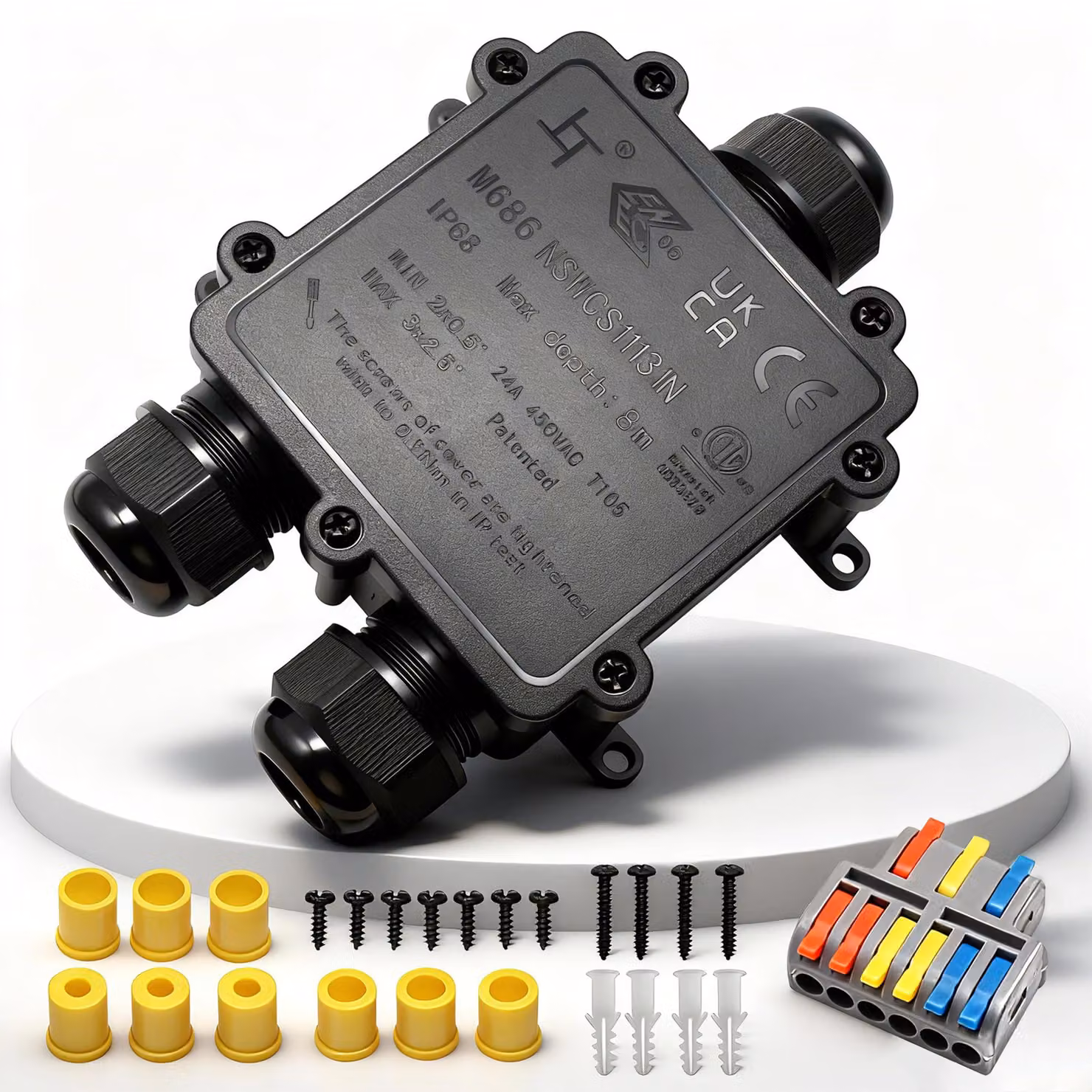 Solidchoice - Scatola di derivazione impermeabile IP68, con 3 ingressi