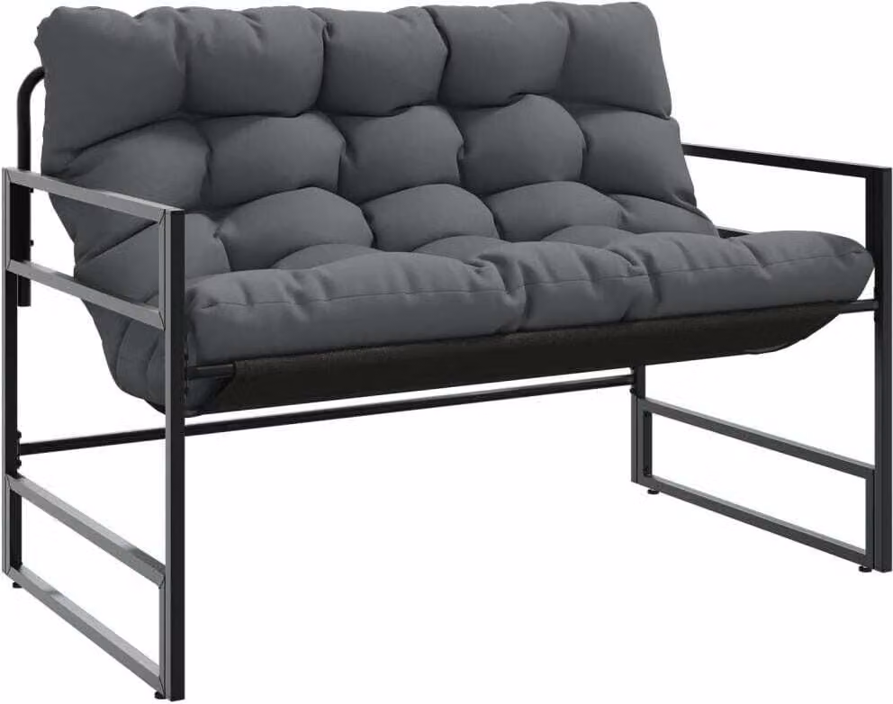 Panchina da Giardino con Cuscino Antracite 113 cm in Acciaio