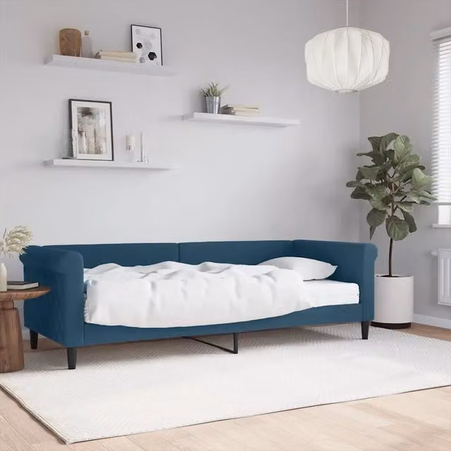 Divano Letto con Materasso Blu 80x200 cm in Velluto 3197739
