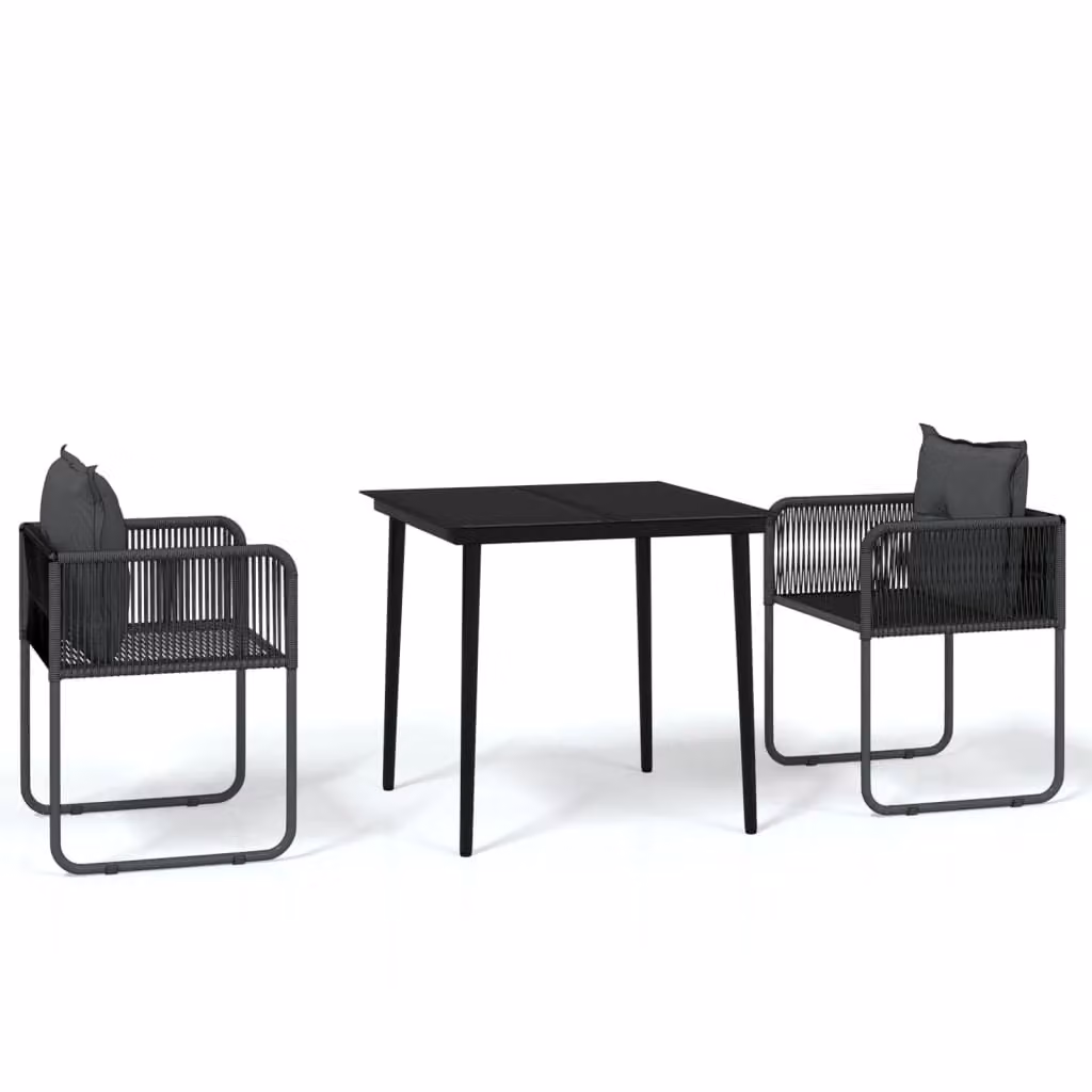 Set da Pranzo da Giardino 3 pz Nero